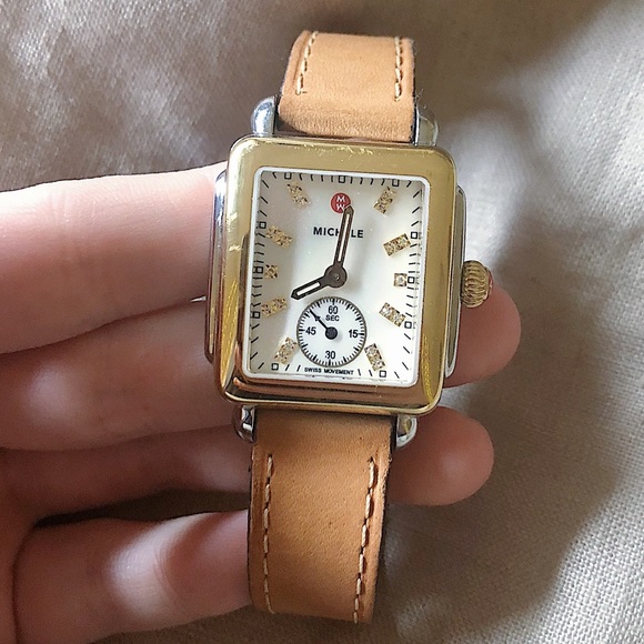 Michele Deco 16 Diamond Two-Tone Watch w/ Calfskin main image 5